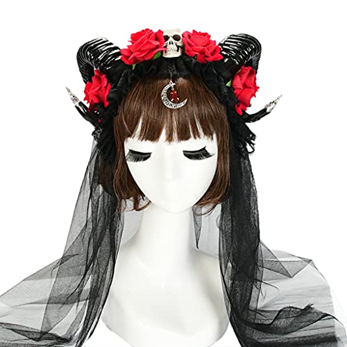 Blume Schädel Schleier Stirnband Cosplay Kopfbedeckung für Halloween Party tragen Ochsenhorn Haarband Karneval Kopfschmuck Party Supplies Ochsenhorn Stirnband Karneval Requisiten Blume Schädel Schleier Stirnband Cosplay Kopfbedeckung für Halloween Party tragen Ochsenhorn Haarband Karneval Kopfschmuck Party Supplies Ochsenhorn Stirnband Karneval Requisiten von Oxxggkao