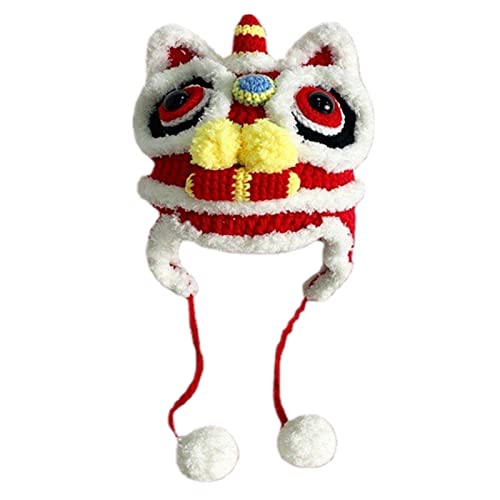 Oxxggkao Chinesischer Tigerhut, Kopf-Kostüm, Hüte, Neujahrsgeschenk, gehäkelt, weich, Cosplay, Eimer-Kostüm, Hüte, handgefertigt von Oxxggkao