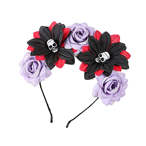 Oxxggkao Day Of The Dead Haarreif, Kostüm, Rose, Blumenkronen, Totenkopf, Halloween, Diademe und Gothic, Halloween, für Kinder, Schwarz Oxxggkao Day Of The Dead Haarreif, Kostüm, Rose, Blumenkronen, Totenkopf, Halloween, Diademe und Gothic, Halloween, für Kinder, Schwarz von Oxxggkao