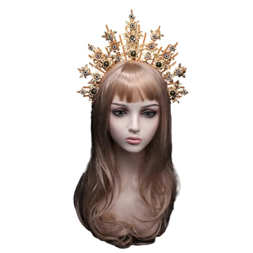 Oxxggkao Erwachsene Teenager Crown Stirnband Set Carnival Halloween Hair Hoop Für Cosplay Party Unisex Festival Cosplay Kopfstück Heiliges Kopfstück Stirnband Mit Strassstein von Oxxggkao