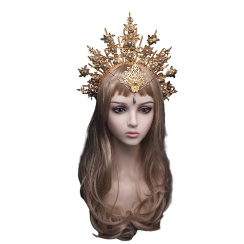 Oxxggkao Erwachsene Teenager Crown Stirnband Set Carnival Halloween Hair Hoop Für Cosplay Party Unisex Festival Cosplay Kopfstück Heiliges Kopfstück Stirnband Mit Strassstein von Oxxggkao