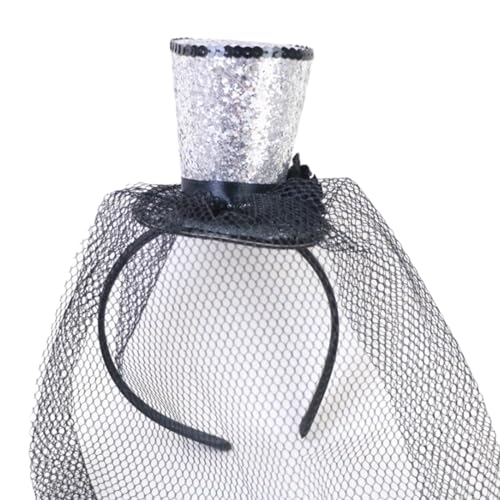 Oxxggkao Fascinator für Kinder, Vintage-Stil, exquisiter Glitzer, für Teeparty, Kinderkostüm, Pillbox, Hut, Kopfbedeckung, Halloween, Zylinderhüte von Oxxggkao
