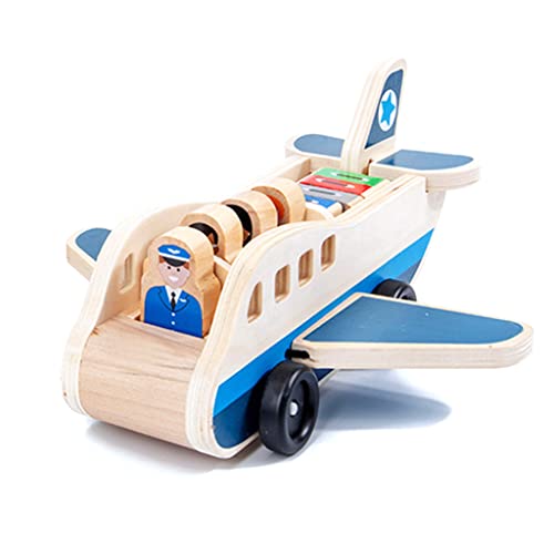 Oxxggkao Holztransportwagen/Transportflugzeug Spielzeugset Für Mit Ungiftigem Farbbemalte Realistic Car/Funny Car Toy Model Kit von Oxxggkao