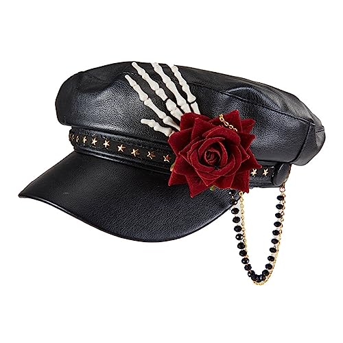 Oxxggkao Hut Steampunk Cap Punk Schirmmütze Leder Gay Party Performance Kostüm Zubehör Karneval Nachtclub Hüte für Frauen Oxxggkao Hut Steampunk Cap Punk Schirmmütze Leder Gay Party Performance Kostüm Zubehör Karneval Nachtclub Hüte für Frauen von Oxxggkao