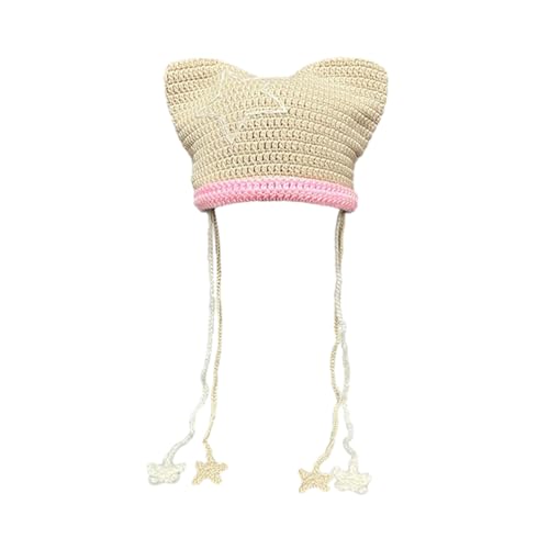 Oxxggkao Mädchen Cartoon Katze Ohrstrick Y2k Party Foto Requisiten Heiße Mädchen Süßer Star Slouchy Gehäkelt Gestrickte Für Frauen von Oxxggkao