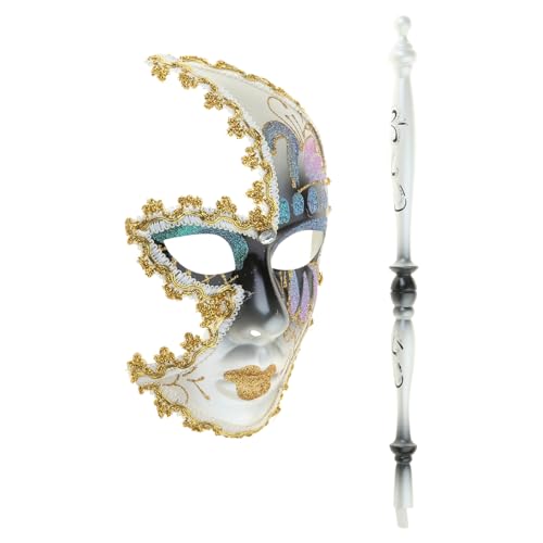 Oxxggkao Masquerade Maske Mit Stick Halloween Kostüm Venezian von Oxxggkao