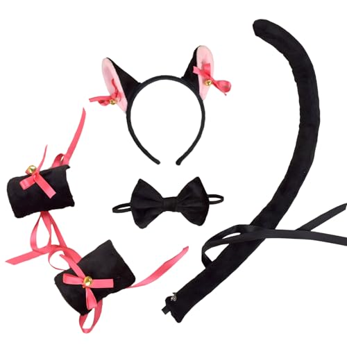 Oxxggkao Ohren-Stirnband, Überleeve-Schwanz, Fliege, Set, ausgefallenes Tier-Cosplay, schwarzes Kostüm, Halloween, Verkleidung, Party-Dekoration, Tier-Cosplay-Kostüm Oxxggkao Ohren-Stirnband, Überleeve-Schwanz, Fliege, Set, ausgefallenes Tier-Cosplay, schwarzes Kostüm, Halloween, Verkleidung, Party-Dekoration, Tier-Cosplay-Kostüm von Oxxggkao