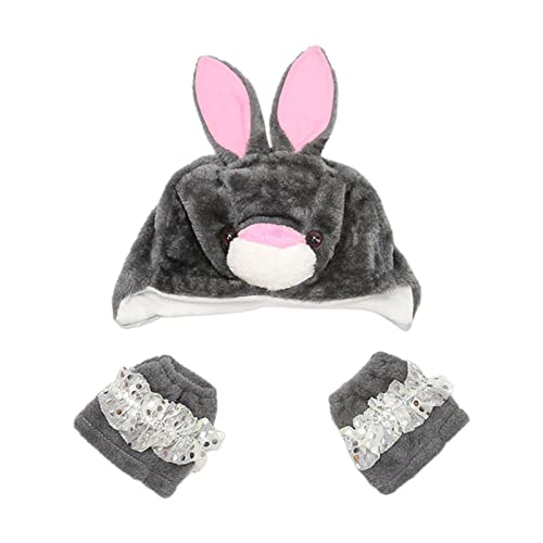 Oxxggkao Oster-Zubehör-Kostüm-Set, niedliche Ohren, Hut, Plüsch, Glitzer, Manschetten für Halloween, Cosplay, Party, Requisiten, Kostüm von Oxxggkao