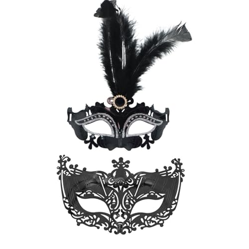 Oxxggkao Paar Maskerade Venezianer Party Halloween Kostüm Karneval für Paare Frauen Männer Halbgesicht Paar Maskerade Set Venezianer Party Kostüm von Oxxggkao