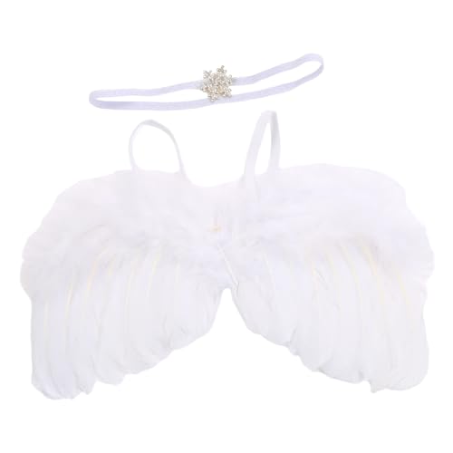 Oxxggkao Perfekte Babypartygeschenk Neugeborene Engelsflügel & Stirnband Set Exquisite Baby Angel Set Softes Foto Kostüm Neugeborene Fotoshooting Requisiten von Oxxggkao