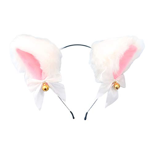Oxxggkao Plüsch-Katzenohren-Haarband, Anime, Tier, Cosplay, Kostüm, Haarreif mit Schleife, Schleife, Glocken für Damen, Mädchen, Kinder, Schleife, kleine Glocken, Kopfschmuck von Oxxggkao