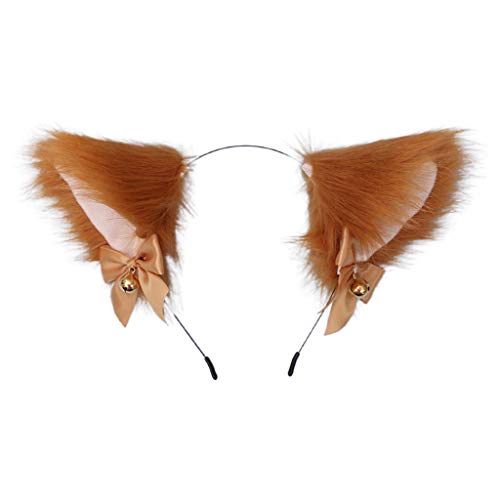 Oxxggkao Plüsch-Katzenohren-Haarband, Anime, Tier, Cosplay, Kostüm, Haarreif mit Schleife, Schleife, Glocken für Damen, Mädchen, Kinder, Schleife, kleine Glocken, Kopfschmuck von Oxxggkao