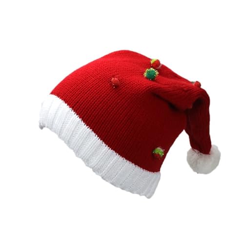 Oxxggkao Pompoms Santa Verdicken Strick Für Urlaubskomfort Liner Weihnachten Neujahr Symbolkappen Mit Weißen Krempe Weihnachtshüte Erwachsene von Oxxggkao