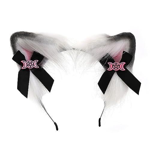Oxxggkao Punk Anime Hairhoop Plüsch Ohren Stirnband Cosplay Kostüm Halloween Party Kopfschmuck Frauen Anime Expo Kopfbedeckung Ohr Verstellbar Kostüm Zubehör von Oxxggkao