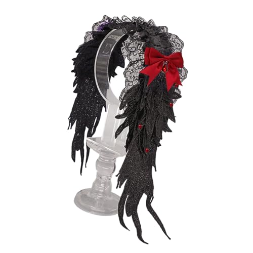 Oxxggkao Punk Haarband Mit Punk Spitze Und Engel Flügel Bowknot Verstellbares Haarband Für Frauen Girl Kostümveranstaltung Accessoires Gothic Kopfbedeckung von Oxxggkao