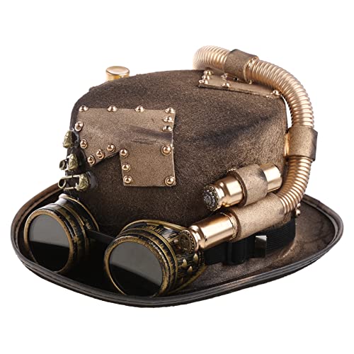Oxxggkao Steampunk Herren Hut mit Brille Gay Top Steampunk Bowler Vintage Halloween Gothic Karneval Nachtclub Bowler Zylinder Oxxggkao Steampunk Herren Hut mit Brille Gay Top Steampunk Bowler Vintage Halloween Gothic Karneval Nachtclub Bowler Zylinder von Oxxggkao