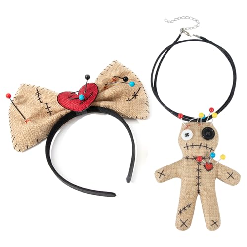 Oxxggkao Voodoo Puppen-Halskette, Schleife, Haarreif für Halloween, Party, Maskeraden, Kostüm, Stirnband, dunkle Serie, Haarschmuck, Haarreifen für Halloween Oxxggkao Voodoo Puppen-Halskette, Schleife, Haarreif für Halloween, Party, Maskeraden, Kostüm, Stirnband, dunkle Serie, Haarschmuck, Haarreifen für Halloween von Oxxggkao