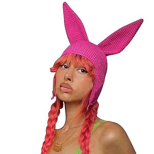 Oxxggkao Winter Warmer Kappe Strickhut Mit Kaninchenohren Atmungsaktive Weiche Ohrklappe Mütze Frauen Kopfschmuck Halloween Kostüm Kopfbedeckung Winter Freien Strick Freien von Oxxggkao
