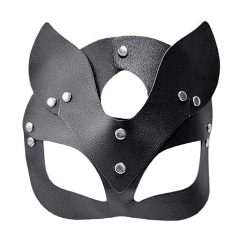 Oxxggkao Zeitgenössische Katzenmomen Rollenspiel Maske Weiche PU Leder Kostüm Accessoire Konstruktion Einstellbar von Oxxggkao