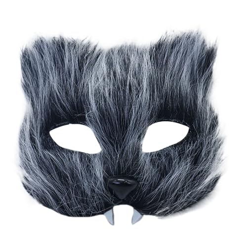 Pelzige Katzen, Tiergesicht mit Zähnen, halbes Auge, Halloween, Cosplay, Kostüm für Herren, Maskerade, Halloween, halb Pelzige Katzen, Tiergesicht mit Zähnen, halbes Auge, Halloween, Cosplay, Kostüm für Herren, Maskerade, Halloween, halb von Oxxggkao