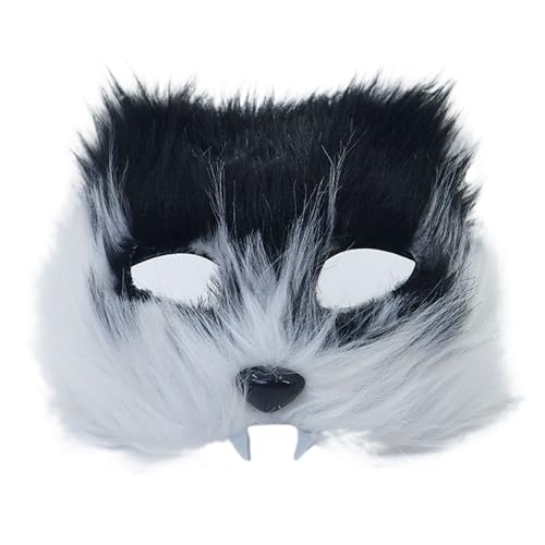 Pelzige Katzen, Tiergesicht mit Zähnen, halbes Auge, Halloween, Cosplay, Kostüm für Herren, Maskerade, Halloween, halb von Oxxggkao