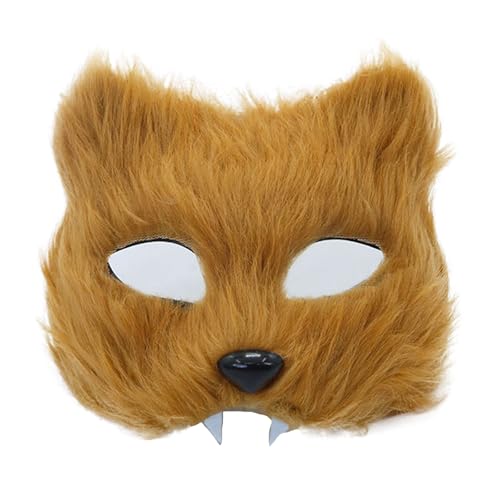 Pelzige Katzen, Tiergesicht mit Zähnen, halbes Auge, Halloween, Cosplay, Kostüm für Herren, Maskerade, Halloween, halb von Oxxggkao
