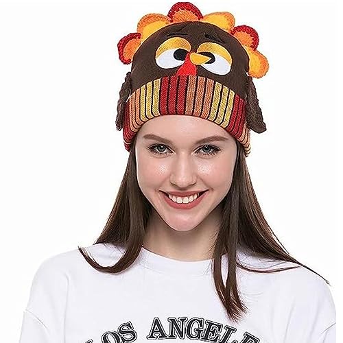 Turkey Für Erwachsene Kinder Stricken Mütze Handgefertigte Häkelhäut Thanksgiving Foto Requisiten Cap Witzer Kostüm Truthahn Verstellbare Größe Urlaub Dekoration Festliche Party Kinder Winter von Oxxggkao