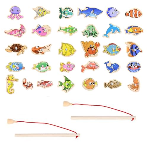 Oykrueats Kinder Angelspiel,31 Stück Angelspiel Holz Spielzeug,Zwei Angeln,Magnetisches Fishing Game,Puzzles Angelspiel Magnet,Feinmotorikspielzeug Lernspielzeug Geschenk für Kinder Mädchen Jungen Oykrueats Kinder Angelspiel,31 Stück Angelspiel Holz Spielzeug,Zwei Angeln,Magnetisches Fishing Game,Puzzles Angelspiel Magnet,Feinmotorikspielzeug Lernspielzeug Geschenk für Kinder Mädchen Jungen von Oykrueats