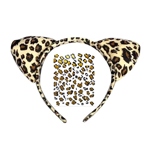 Oykrueats Leoparden Ohren Haarreifmit Temporäre Tattoos Set,Haarreif Leopard Ohren,Leopard Kostüm Accessoires,Tiger Stirnbänder für Halloween Cosplay Partys, Karneval Party Kinder Erwachsene Oykrueats Leoparden Ohren Haarreifmit Temporäre Tattoos Set,Haarreif Leopard Ohren,Leopard Kostüm Accessoires,Tiger Stirnbänder für Halloween Cosplay Partys, Karneval Party Kinder Erwachsene von Oykrueats