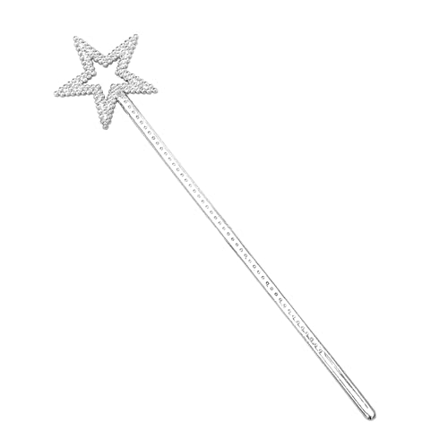 Oykrueats Zauberstab Kinder,Glitzer Feenstab,Zauberstab Stern,Glitzerstab Länge 33 cm,Prinzessin Stab mit Sternspitze und Glitzersteinen für Erwachsene Kostüm Requisiten Cosplay Dekoration(Silber) von Oykrueats