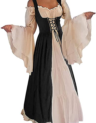 Oylchly Renaissance Kostüm Damen Irisches Mittelalter Kleid 2-teilig für Ren Fair Halloween Cosplay Kostüm Schwarz S/M Oylchly Renaissance Kostüm Damen Irisches Mittelalter Kleid 2-teilig für Ren Fair Halloween Cosplay Kostüm Schwarz S/M von Oylchly