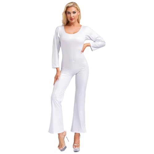 Oyolan Damen 70er Jahre Disco Kostüm Tanzanzug Overall Glänzende Metallic Jumpsuit Hippie Halloween Karneval Fasching Silber S Oyolan Damen 70er Jahre Disco Kostüm Tanzanzug Overall Glänzende Metallic Jumpsuit Hippie Halloween Karneval Fasching Silber S von Oyolan