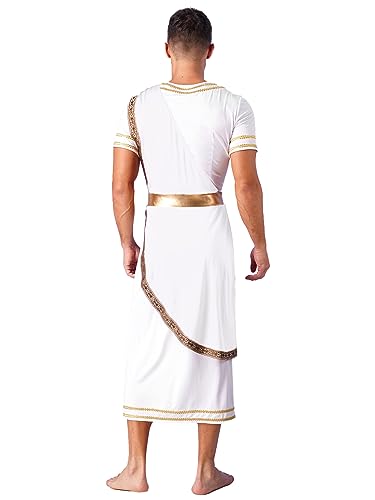Oyolan Griechischer Gott Kostüm Herren Römische Toga Vintage Langes Gewand König Karneval Mottoparty Halloween Kostüm Weiß L von Oyolan