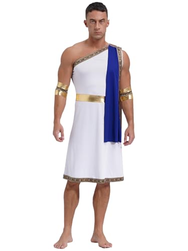 Oyolan Herren Griechischer Gott Kostüm Retro Römische Toga Kostüm Zeus für Erwachsene Toga mit Abnehmbarer Ärmel Mottoparty Karneval Blau XXL Oyolan Herren Griechischer Gott Kostüm Retro Römische Toga Kostüm Zeus für Erwachsene Toga mit Abnehmbarer Ärmel Mottoparty Karneval Blau XXL von Oyolan