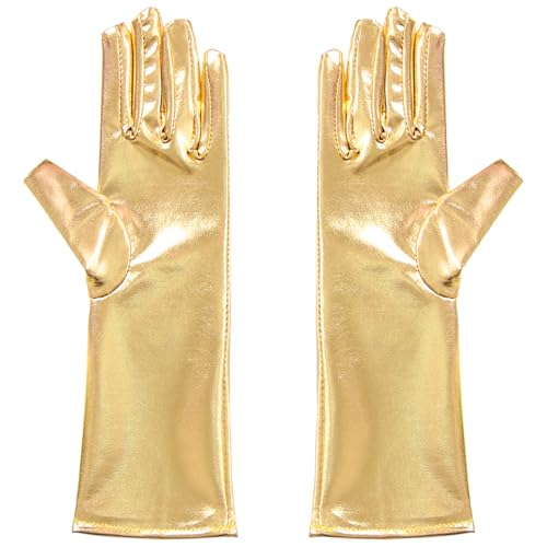 Oyolan Kinder Mädchen Pailletten Handschuhe Glitzer Performance Tanz Handschuhe Kostüm für Halloween Mottopartys Gold 3-10 Jahre von Oyolan