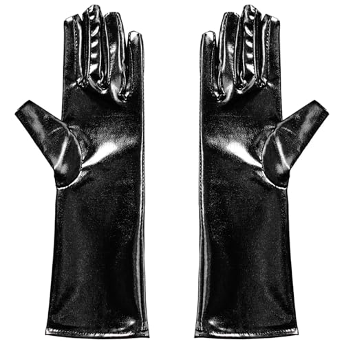 Oyolan Kinder Mädchen Pailletten Handschuhe Glitzer Performance Tanz Handschuhe Kostüm für Halloween Mottopartys Schwarz 3-10 Jahre von Oyolan