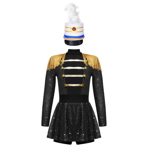 Oyolan Mädchen Zirkus Kostüm Bodysuit Langarm Tanzkleid Pailletten Tanzanzug mit Hut Zirkusdirektor Mottoparty Karnevalskostüm Schwarz Blau 158-164 Oyolan Mädchen Zirkus Kostüm Bodysuit Langarm Tanzkleid Pailletten Tanzanzug mit Hut Zirkusdirektor Mottoparty Karnevalskostüm Schwarz Blau 158-164 von Oyolan