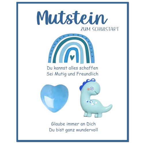 Mutstein für Kinder Einschulung, Glücksbringer Schulanfang Junge, Schultüte Füllung, Schulkind 2025 Geschenk, Geschenke zur Einschulung mit Mutstein Dino Glücksbringer Grußkarte und Organzasäckchen Mutstein für Kinder Einschulung, Glücksbringer Schulanfang Junge, Schultüte Füllung, Schulkind 2025 Geschenk, Geschenke zur Einschulung mit Mutstein Dino Glücksbringer Grußkarte und Organzasäckchen von Ozagkad