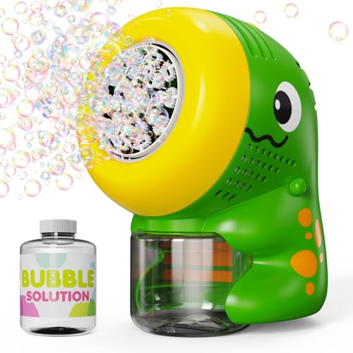 PANACARE Dinosaurier Seifenblasenmaschine, Automatisches Seifenblasenspielzeug für Kinder 10000+ Blasen/Minute mit Seifenblasenflüssigkeit/20 Seifenblasenlöcher, geeignet für Hochzeit/Geburtstag/Party von P PANACARE