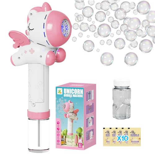 PANACARE Einhorn Seifenblasenstab, Elektronische Seifenblasenmaschine Kinder mit 10*Seifenblasenlösung/10000+ Blasen, Bubble Machine Seifenblasenspielzeug Kinder Geschenk/Geburtstag/Party/Hochzeit PANACARE Einhorn Seifenblasenstab, Elektronische Seifenblasenmaschine Kinder mit 10*Seifenblasenlösung/10000+ Blasen, Bubble Machine Seifenblasenspielzeug Kinder Geschenk/Geburtstag/Party/Hochzeit von P PANACARE