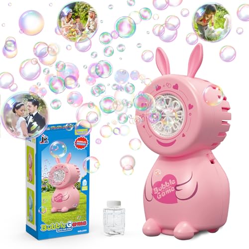 PANACARE Hasenförmige Seifenblasenmaschine für Kinder, 8 Löcher/8000+ Blasen pro Minute, tragbare Seifenblasenmaschine, automatisches Spielzeug für Partys, Hochzeiten, Ostergeschenke von P PANACARE