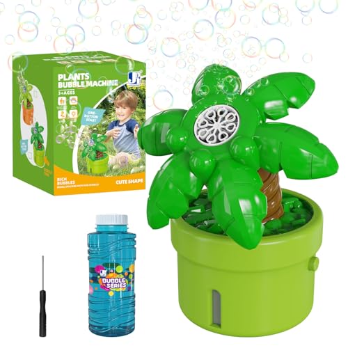 PANACARE Pflanze Kinder Seifenblasenmaschine, Automatische Seifenblasenmaschine 10000+Blasen/Min mit Seifenblasenlösung|LED, Outdoor Geschenk für Junge Mädchen/Geburtstag/Party, Kid Bubble Machine von P PANACARE