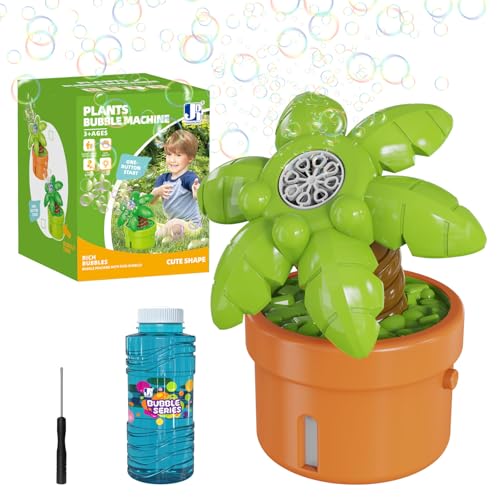 PANACARE Pflanze Kinder Seifenblasenmaschine, Automatische Seifenblasenmaschine 10000+Blasen/Min mit Seifenblasenlösung|LED, Outdoor Geschenk für Junge Mädchen/Geburtstag/Party, Kid Bubble Machine von P PANACARE
