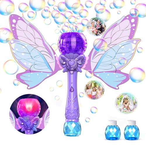 PANACARE Schmetterling Seifenblasenstab, elektronische Seifenblasenmaschine für Kinder 5000+Blasen/Min mit 2 Seifenblasenlösung/LED, Seifenblasenspielzeug Geschenk für Mädchen&Junge 345678 (Purple) PANACARE Schmetterling Seifenblasenstab, elektronische Seifenblasenmaschine für Kinder 5000+Blasen/Min mit 2 Seifenblasenlösung/LED, Seifenblasenspielzeug Geschenk für Mädchen&Junge 345678 (Purple) von P PANACARE