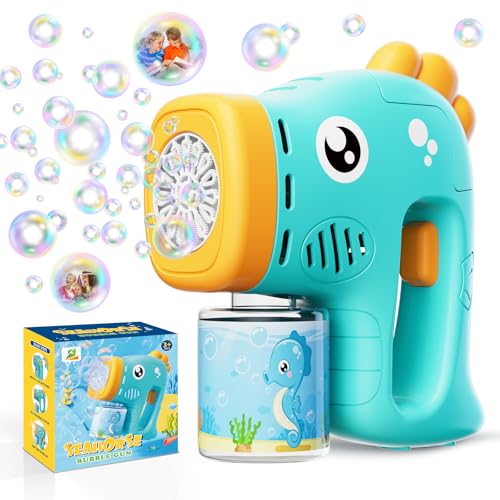 PANACARE Seepferd Seifenblasenmaschine, Seifenblasenspielzeug Kinder 5000+ Blasen/Min mit Seifenblasenlösung für Hochzeit/Geburtstag/Party, Outdoor Geschenk für Junge&Mädchen 345678 Jahre PANACARE Seepferd Seifenblasenmaschine, Seifenblasenspielzeug Kinder 5000+ Blasen/Min mit Seifenblasenlösung für Hochzeit/Geburtstag/Party, Outdoor Geschenk für Junge&Mädchen 345678 Jahre von P PANACARE