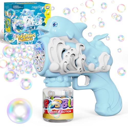 Panacare Delphin Seifenblasenpistolen, Seifenblasenmaschine Gun Kinder 5000+ Blasen/Minute mit 130ML Seifenblasenlösung, Blasenmaschine Blasenspielzeug Geschenk für Kinder/Geburtstag/Party (Blue) von P PANACARE