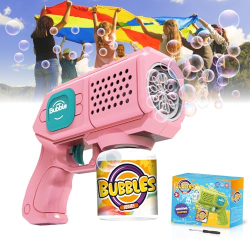 Panacare Elektronische Seifenblasenpistole, Bubble Gun Kinder mit Seifenblasenlösung, Bubble Machine Toys 5000+ Blasen Outdoor Geschenk für Geburtstag/Party/Hochzeit, Bubble Gun 3-10Jahr (Pink) Panacare Elektronische Seifenblasenpistole, Bubble Gun Kinder mit Seifenblasenlösung, Bubble Machine Toys 5000+ Blasen Outdoor Geschenk für Geburtstag/Party/Hochzeit, Bubble Gun 3-10Jahr (Pink) von P PANACARE