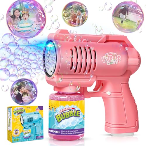 Panacare Seifenblasenpistolen, Seifenblasenmaschine Gun Kinder 4000+ Blasen/Minute mit 130ML Seifenblasenlösung, Blasenmaschine Blasenspielzeug Geschenk für Kinder/Geburtstag/Party, Bubble Gun (Pink) Panacare Seifenblasenpistolen, Seifenblasenmaschine Gun Kinder 4000+ Blasen/Minute mit 130ML Seifenblasenlösung, Blasenmaschine Blasenspielzeug Geschenk für Kinder/Geburtstag/Party, Bubble Gun (Pink) von P PANACARE