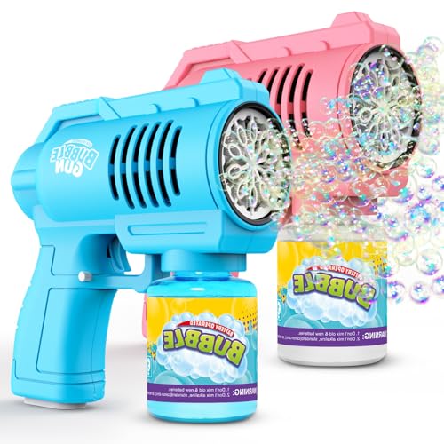 Panacare Seifenblasenpistolen, Seifenblasenmaschine Gun Kinder 4000+ Blasen/Minute mit 130ML Seifenblasenlösung, Blasenspielzeug Geschenk für Kinder/Geburtstag/Party, Bubble Gun (Blue+Pink) von P PANACARE