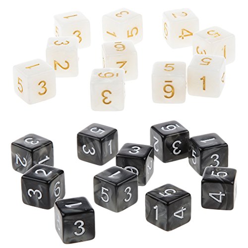 20 Würfel 6-seitig 16mm Spielewürfel D6 Zahlenwürfel Spielezubehör - Schwarz und weiß von P Prettyia